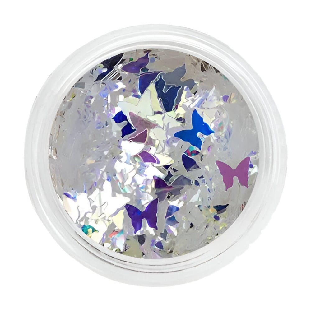 Паєтки для декору нігтів Nails Molekula Professional Sequins Butterflies White Holographic, 5 г