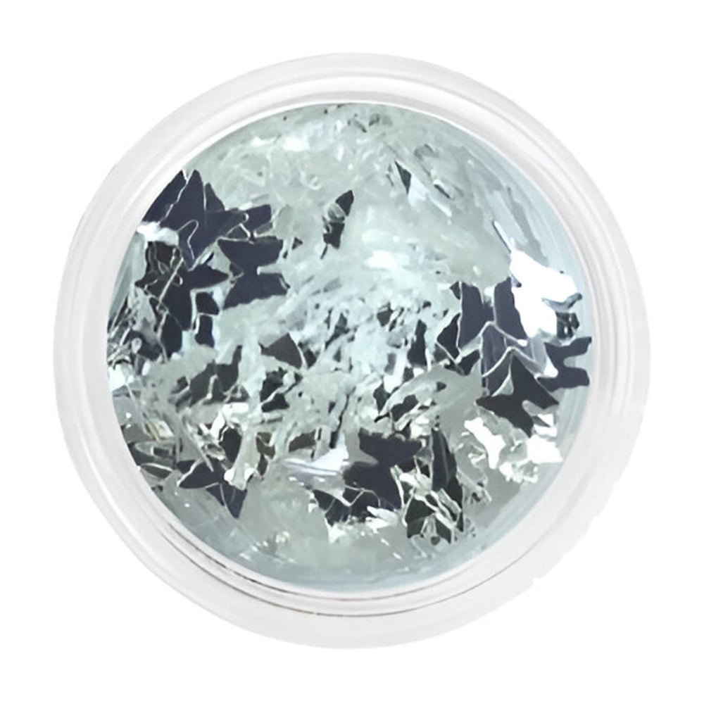 Паєтки для декору нігтів Nails Molekula Professional Sequins Butterflies, Silver, 5 г